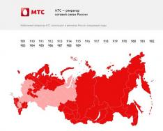 MTS ОХУ-ын гар утасны дугаар, бүс нутгуудын ялгаа